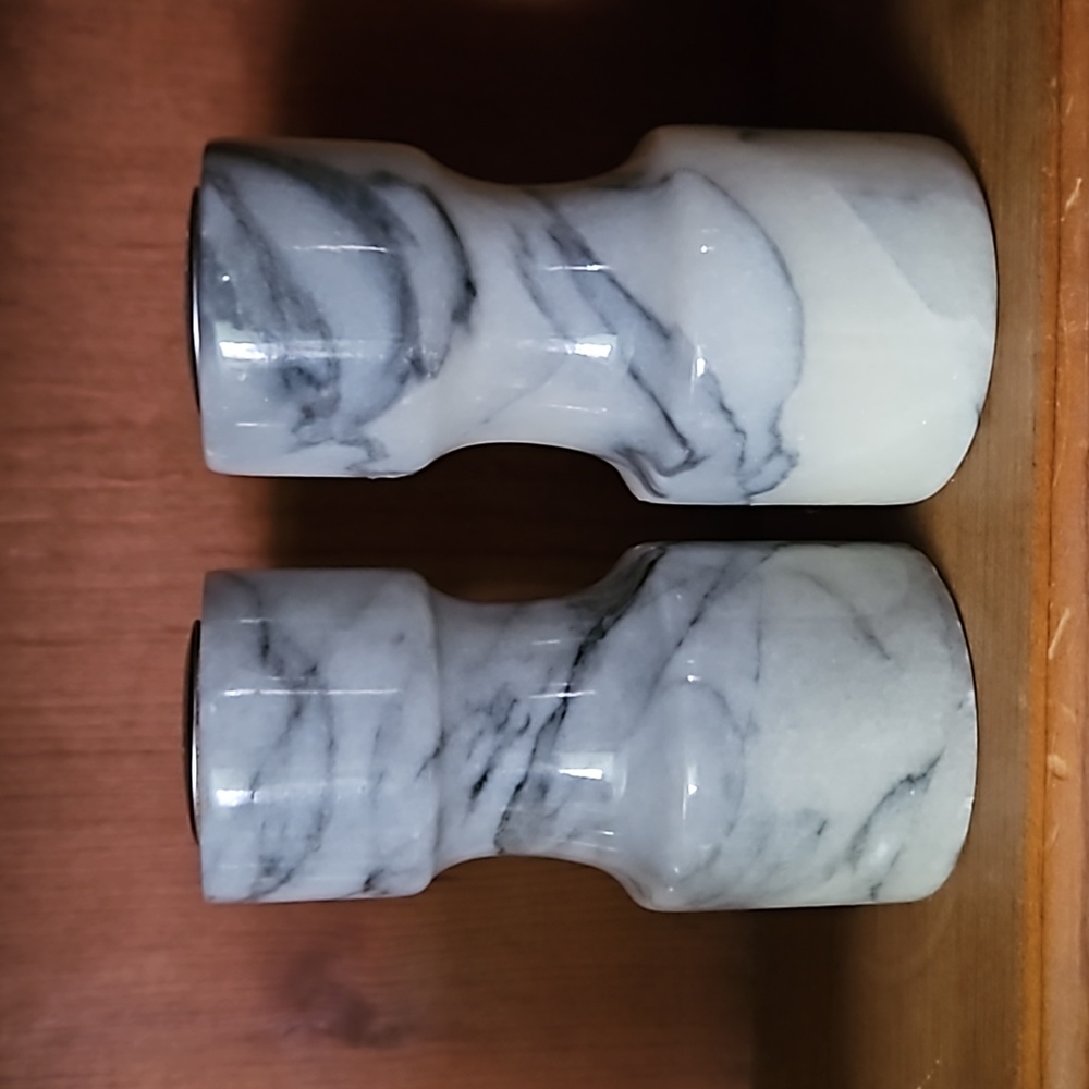 Vintage marble salt and pepper shakers
